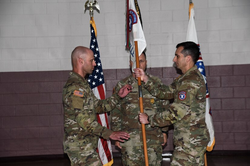 Capt. Derek Grant assumed command of Greenville Company during a traditional military assumption of command ceremony June 2
