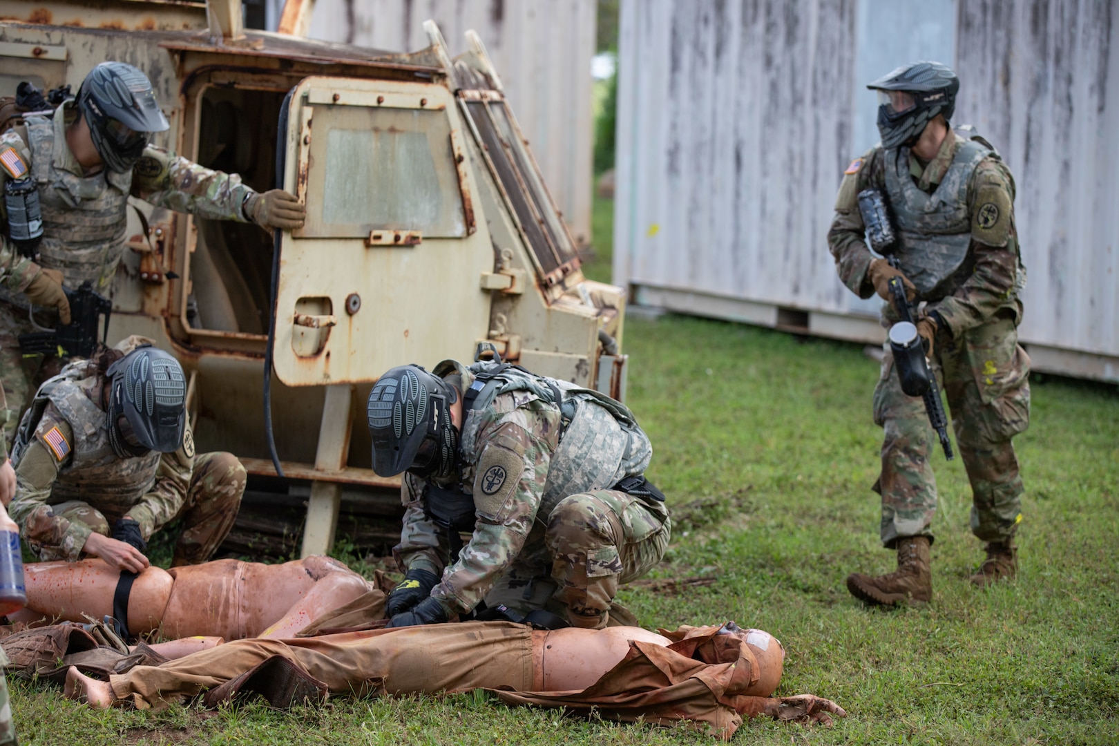 Residents of Tripler Army Medical Center’s Graduate Medical Education (GME) program participated in the GME Trauma Capstone event on Juen 5, 2026, at Schofield Barracks, Hawaii. Designed to bridge the gap between medical training and real-world combat scenarios, the capstone provided a comprehensive and immersive experience to prepare military medical personnel for managing complex trauma cases and saving lives in combat situations. (Defense Health Agency photo by Hugh Fleming)