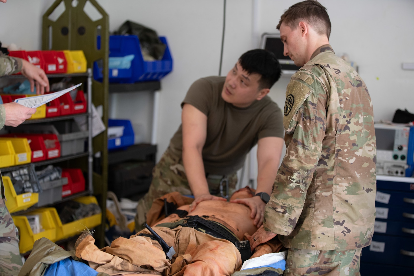 Residents of Tripler Army Medical Center’s Graduate Medical Education (GME) program
practiced treating and managing trauma patients during the GME Trauma Capstone event on June 5, 2026, at Schofield Barracks, Hawaii. Designed to bridge the gap between medical training and real-world combat scenarios, the capstone provided a comprehensive and immersive experience to prepare military medical personnel for managing complex trauma cases and saving lives in combat situations. (Defense Health Agency photo by Hugh Fleming)
