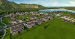 A computer-generated image shows Coast Guard housing units delivered through the Nemetz Park housing project at Base Kodiak, Alaska. In May 2026, the Coast Guard ordered construction of 30 additional housing units and a child development center to support families assigned to base units. (U.S. Coast Guard image)