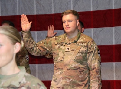 Photo image of Captain Capt. Kallin Austin promotion.