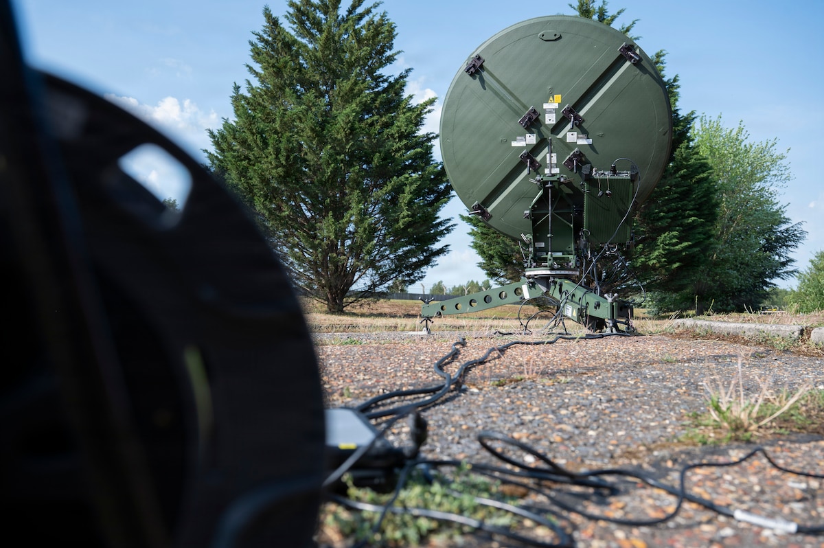U.S. Airmen assigned to the 606th Air Control Squadron assemble a ranger satellite communication terminal to test deployed capabilities as part of exercise Astral Knight 2026 at RAF Lakenheath, England, May 27, 2026.