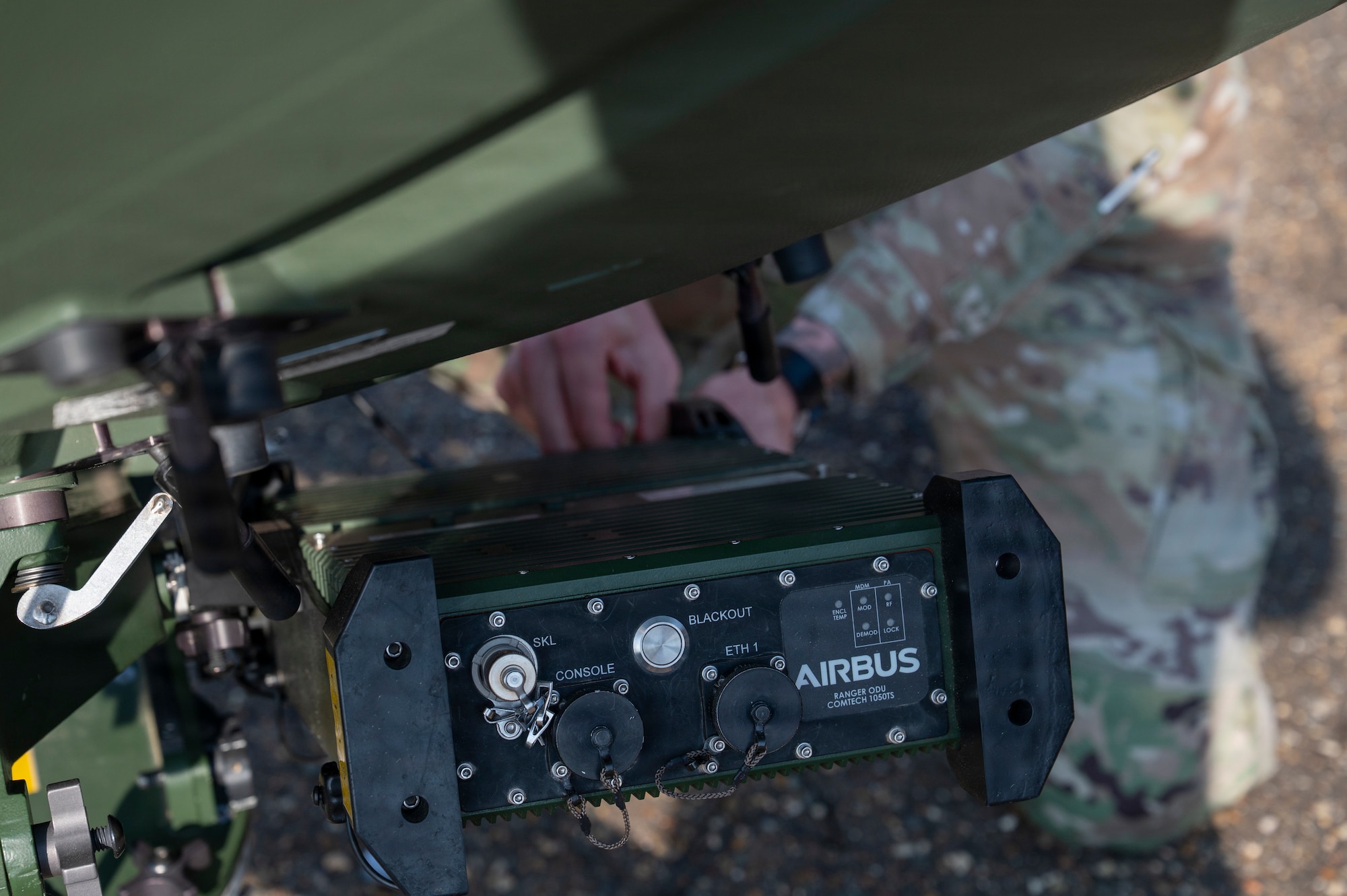 U.S. Air Force Senior Airman Kailan Adams, 606th Air Control Squadron network operations technician, assembles a ranger satellite communication terminal in preparation for exercise Astral Knight 2026 at RAF Lakenheath, England, May 27, 2026.