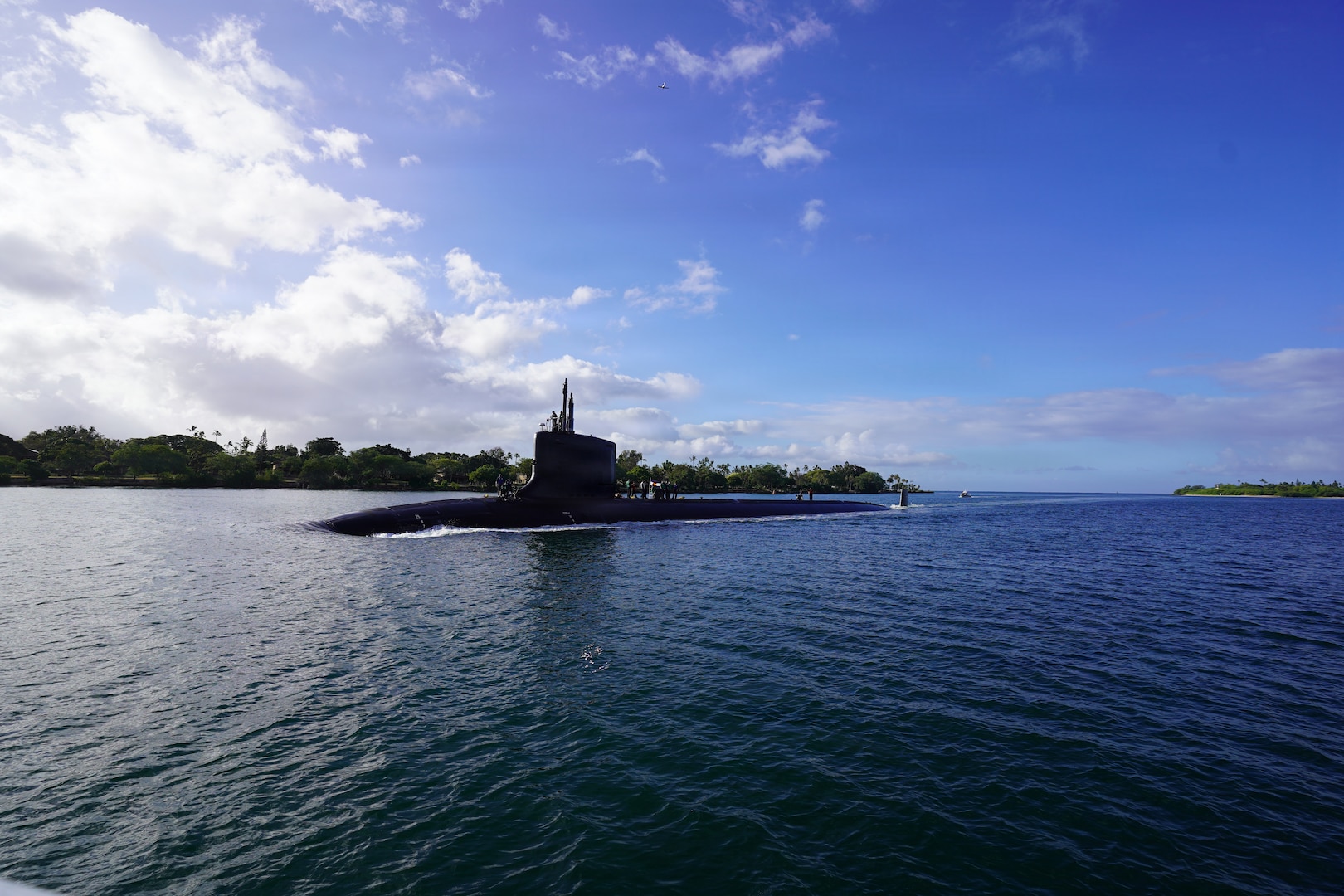 Virginia-class fast-attack submarine USS Colorado (SSN 788) returns from sea trials during a maintenance period at Joint Base Pearl Harbor-Hickam, June 6, 2026