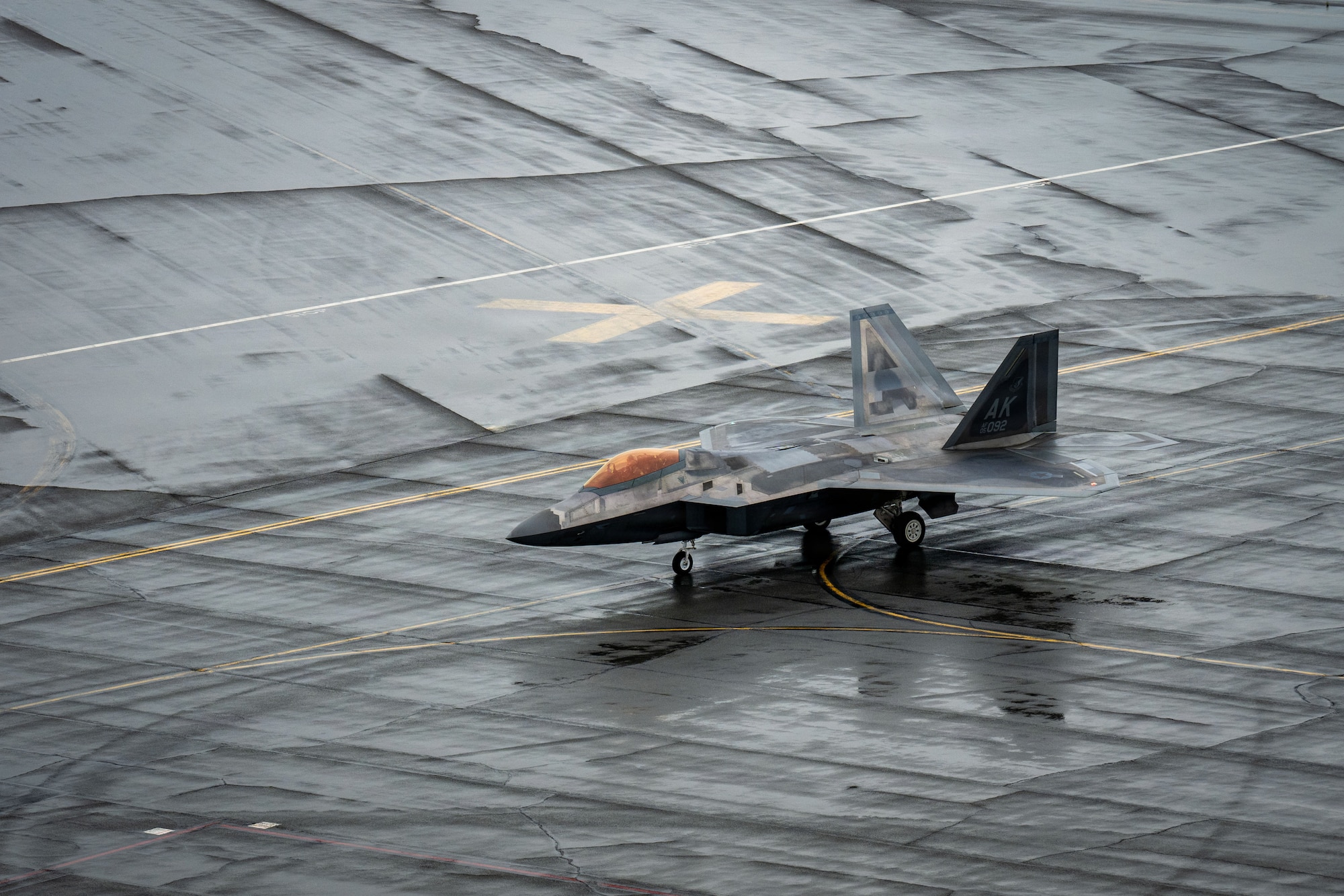 F-22 Raptor aircraft taxi for takeoff at Joint Base Elmendorf-Richardson, Alaska, June 8, 2026.