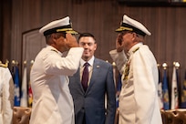 Vice Adm. Douglas L. Williams (left) relieves Vice Adm. Johnny Wolfe Jr. (right) as the Director for Portfolio Acquisition Executive (PAE) Strategic Systems Programs (SSP) in Washington D.C., on June 12, 2026. Williams assumes command of PAE SSP as the 15th director in program history. Wolfe, who led PAE SSP for more than eight years, is retiring from the Navy after devoting more than 38 years to active-duty service. The Honorable William Mahan (center), performing the duties of the Assistant Secretary of the Navy for Research, Development, and Acquisition, served as the presiding officer at the PAE SSP Change of Command ceremony. (U.S. Navy photo by Adrian Pacheco)