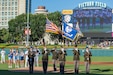 A color guard made up of recruiters from the U.S. Army Indianapolis Recruiting Battalion presents the Colors before an Indianapolis Indians baseball game at Victory Field in Indianapolis June 12, 2026. The Indians paid special tribute to the 251st birthdays of both the U.S. Army and Army Finance Corps. (U.S. Army photo by Mark R. W. Orders-Woempner)