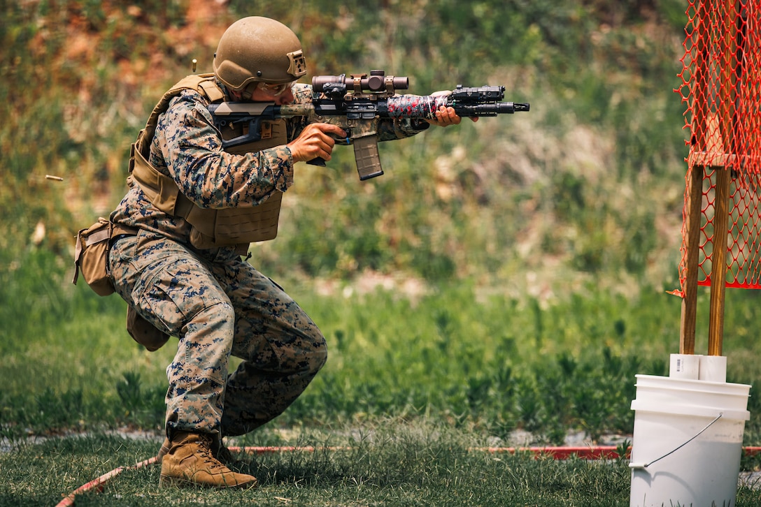 U.S. Marine Corps Maj. Mark Herzog, a competitor with the USMC Shooting Team, competes in the “Action Rifle” match of the 65th annual Interservice Rifle Competition at Weapons Training Battalion on Marine Corps Base Quantico, June 8, 2026. The ISRC consists of multiple disciplines of rifle competition including a High-Power 1,000 Aggregate match, a High-Power Long-Range match, a Quantified Performance, Gas Gun match and a Practical Competition Shooting League Action Carbine match. (U.S. Marine Corps photo by Cpl. Braydon Rogers)