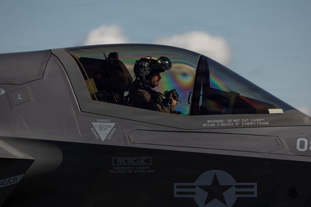 U.S. Marine Corps Capt. Matthew Krider, from South Carolina, an F-35B Lightning II pilot with Marine Fighter Attack Squadron (VMFA) 224, Marine Aircraft Group 31, 2nd Marine Aircraft Wing, prepares for takeoff during exercise Ramstein Flag 2026 at Rovaniemi Air Base, Finland, June 5, 2026. The F-35 serves as a versatile asset in support of expeditionary and rapid deployment operations, displaying U.S. capabilities in support of NATO allies. RAFL26 is NATO’s premier multi-domain tactical exercise involving 19 nations and over 15 operational locations. The exercise provides realistic combat scenarios in complex environments and is designed to enhance the Alliance’s deterrence and collective defense.  (U.S. Marine Corps photo by Lance Cpl. Perri Wood)