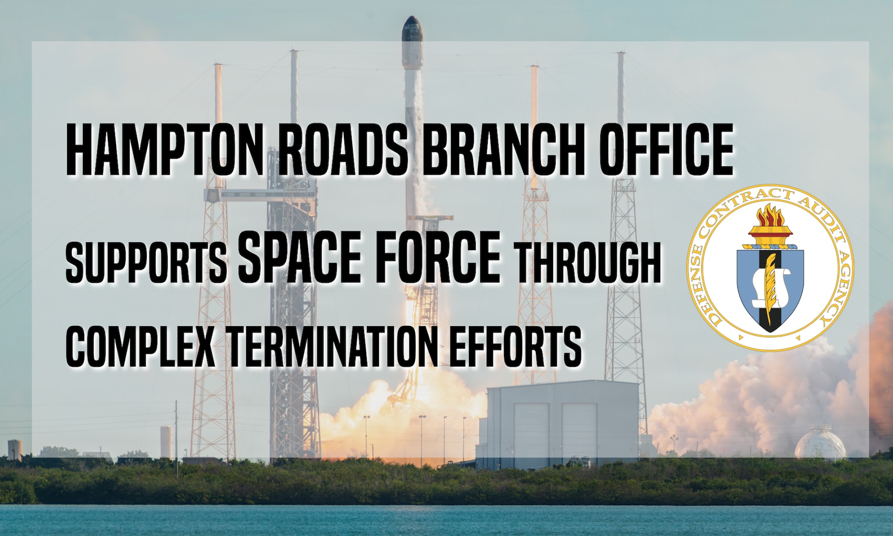 Photo of rocket launch with title of article over top