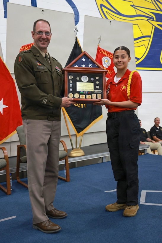 Presenting distinguished honor graduate of Wisconsin Challenge Academy
