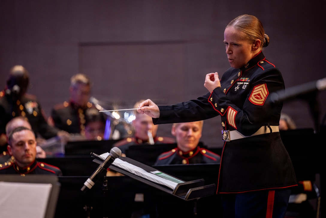 U.S. Marines with the 2nd Marine Division Band perform a concert for the community to highlight the close relationship between the French and the U.S., at Cité de la Musique et de la Danse de Soissons, France, May 21, 2026. The 2nd MARDIV band is performed at different locations around France as part of Memorial Day weekend and the commemoration of the 108th anniversary of the Battle of Belleau Wood, conducted to honor the legacy of service members who gave their lives in defense of the United States and European allies. (U.S. Marine Corps photo by Lance Cpl. Carla Perez Ramirez)
