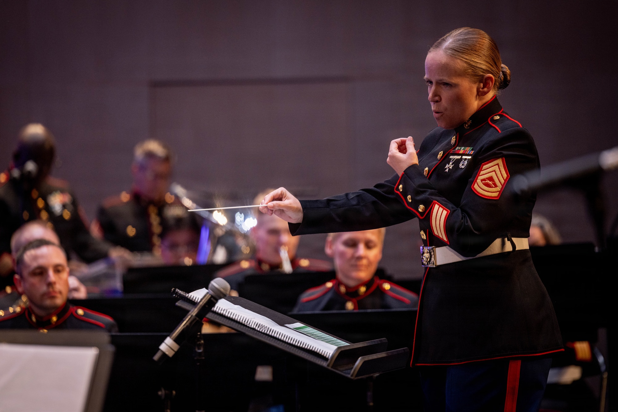 U.S. Marines with the 2nd Marine Division Band perform a concert for the community to highlight the close relationship between the French and the U.S., at Cité de la Musique et de la Danse de Soissons, France, May 21, 2026. The 2nd MARDIV band is performed at different locations around France as part of Memorial Day weekend and the commemoration of the 108th anniversary of the Battle of Belleau Wood, conducted to honor the legacy of service members who gave their lives in defense of the United States and European allies. (U.S. Marine Corps photo by Lance Cpl. Carla Perez Ramirez)