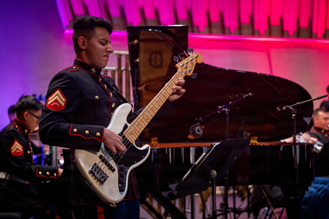 U.S. Marines with the 2nd Marine Division Band perform a concert for the community to highlight the close relationship between the French and the U.S., at Cité de la Musique et de la Danse de Soissons, France, May 21, 2026. The 2nd MARDIV band is performed at different locations around France as part of Memorial Day weekend and the commemoration of the 108th anniversary of the Battle of Belleau Wood, conducted to honor the legacy of service members who gave their lives in defense of the United States and European allies. (U.S. Marine Corps photo by Lance Cpl. Carla Perez Ramirez)