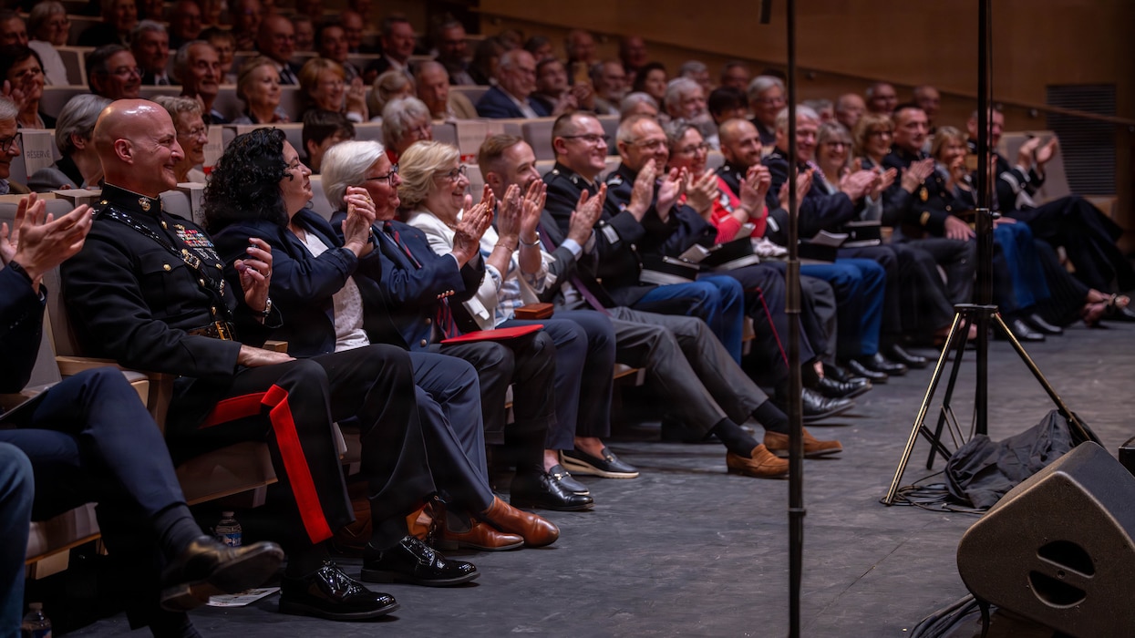 U.S. Marines with the 2nd Marine Division Band perform a concert for the community to highlight the close relationship between the French and the U.S., at Cité de la Musique et de la Danse de Soissons, France, May 21, 2026. The 2nd MARDIV band is performed at different locations around France as part of Memorial Day weekend and the commemoration of the 108th anniversary of the Battle of Belleau Wood, conducted to honor the legacy of service members who gave their lives in defense of the United States and European allies. (U.S. Marine Corps photo by Lance Cpl. Carla Perez Ramirez)