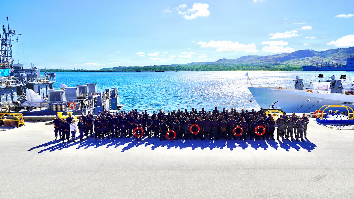 United States, Australia, and Pacific Island partners stand for a group photo in Apra Harbor, Guam, on June 5, 2026.
