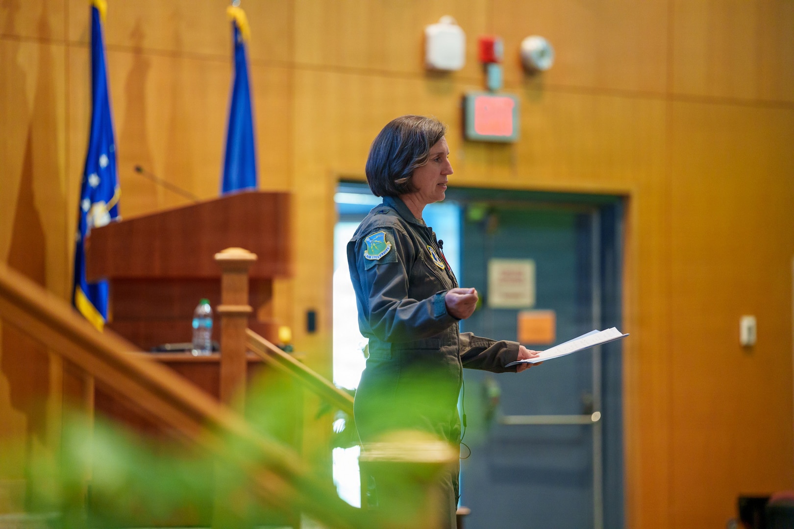 Brig. Gen. Succaro speaks to attendees during the Air Reserve Component Seminar at Air War College.