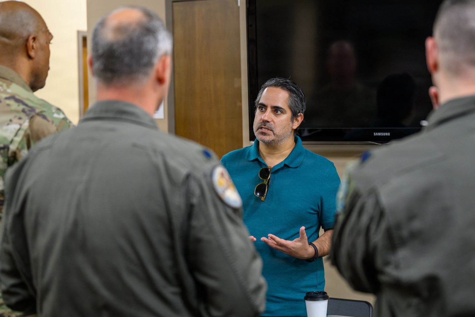 Brig. Gen. Succaro speaks to attendees during the Air Reserve Component Seminar at Air War College.