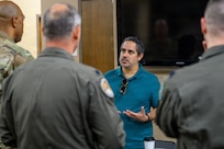 Brig. Gen. Succaro speaks to attendees during the Air Reserve Component Seminar at Air War College.