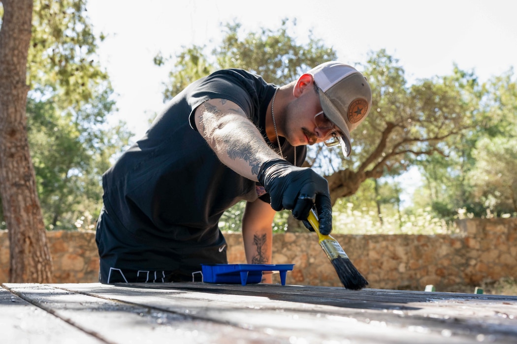 Sailors assigned to Naval Support Activity (NSA) Souda Bay paint a playground during a community relations event in Chania, Greece, June 5, 2026.