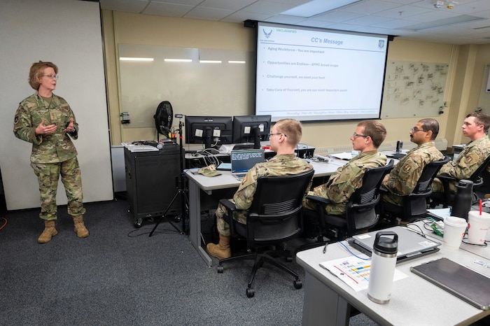 Lt. Gen. Donna Shipton, Commander, Air Force Life Cycle Management Center, recently spoke to a classroom full of up-and-coming acquisition professionals at the Air Force Institute of Technology (AFIT) Air Force Fundamentals of Acquisition Management (FAM-104) class at Wright-Patterson Air Force Base, Ohio.