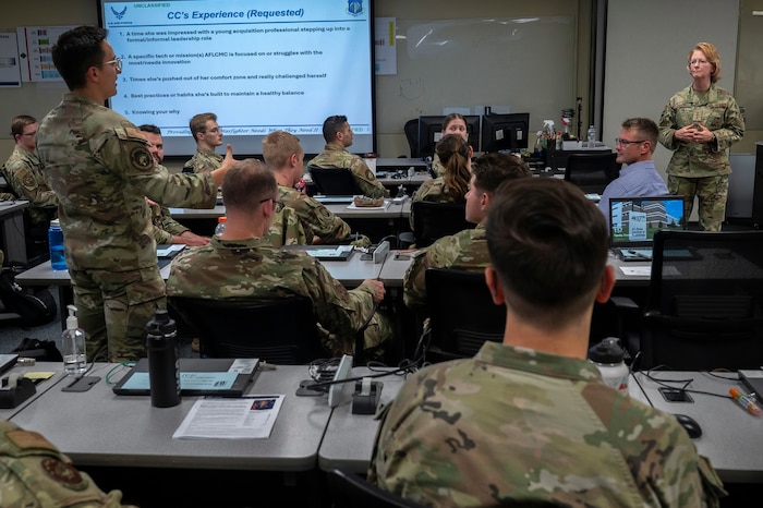 Lt. Gen. Donna Shipton, Commander, Air Force Life Cycle Management Center, recently spoke to a classroom full of up-and-coming acquisition professionals at the Air Force Institute of Technology (AFIT) Air Force Fundamentals of Acquisition Management (FAM-104) class at Wright-Patterson Air Force Base, Ohio.