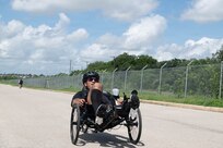 U.S. Army Staff Sgt. Paul Zimmerman participates in a handcycling training session in preparation for the 2026 Warrior Games, June 10, 2026.
