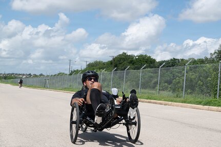 U.S. Army Staff Sgt. Paul Zimmerman participates in a handcycling training session in preparation for the 2026 Warrior Games, June 10, 2026.