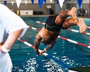 A Team Army competitor dives into the pool during a swimming training session for the 2026 Warrior Games in  San Antonio, Texas, June 10, 2026.