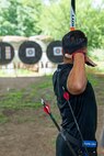 Retired U.S. Army Staff Sgt. Nathaniel Mateo participates in an archery practice session at an archery range on Joint Base San Antonio-Fort Sam Houston, Texas, June 10, 2026.
