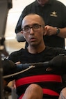 U.S. Army Spc. Jeyson Ruiz trains on an indoor rowing machine during Warrior Games training camp in San Antonio, Texas, June 10, 2026.