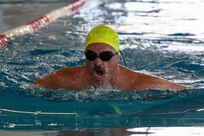 U.S. Army Capt. Allan Hartung swims during training for the 2026 Warrior Games in San Antonio, Texas, June 11, 2026.