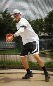 U.S. Army Sgt. 1st Class David Hong participates in discus throw training for the 2026 Warrior Games in San Antonio, Texas, June 9,