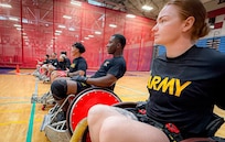 Team Army Competitors participate in wheelchair rugby training for the 2026 Warrior Games in San Antonio, Texas, June 9, 2026.