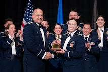 Capt. Rachael Solarz receives an award.