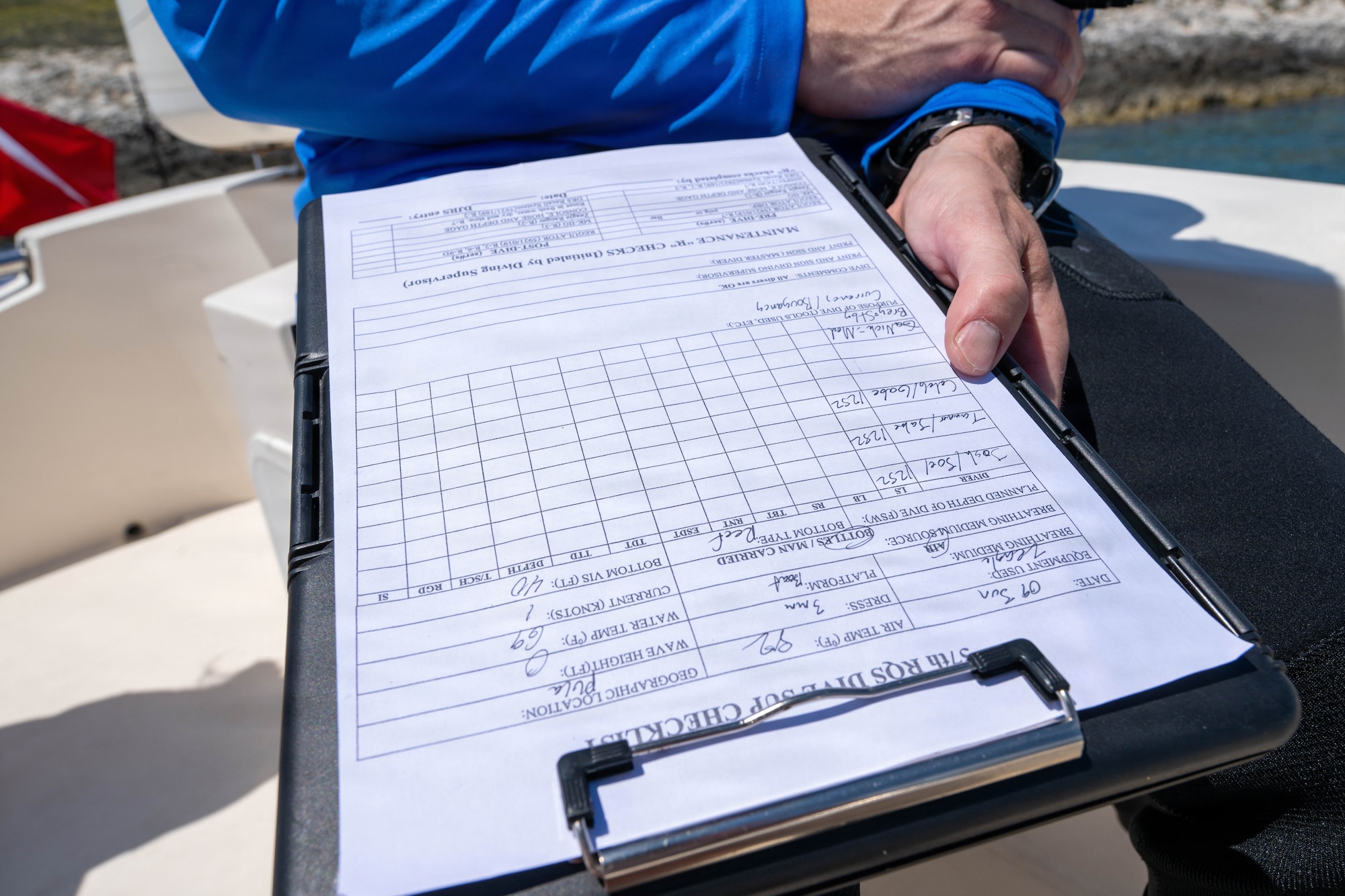 U.S. Air Force pararescuemen assigned to the 57th Rescue Squadron pararescueman, reviews a dive log in Medulin, Croatia,June 9, 2026.