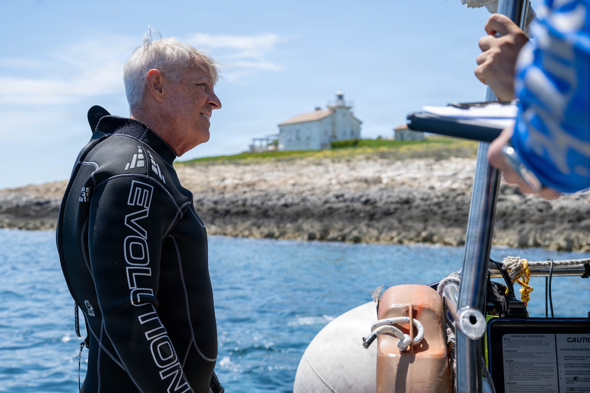 A retired U.S. Army veteran civilian dive master observes training operations aboard a dive vessel in Medulin, Croatia, June 9, 2026.