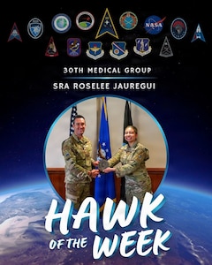 A graphic with two people holding an award.