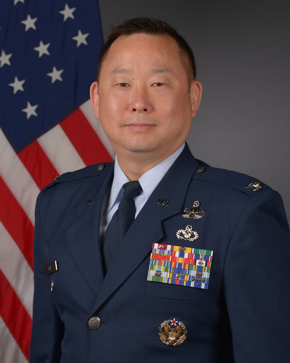 Official photo of Col Peter M. Choi. Col Peter M. Choi is the Deputy Commander for Installation Support, Space Launch Delta 45 at Patrick Space Force Base, Florida. He guides mission support efforts to range and launch operations, ensuring the vitality of national space activities at the only launch base for DoD and NASA launch vehicles. (U.S. Space Force photo by Deanna Murano)