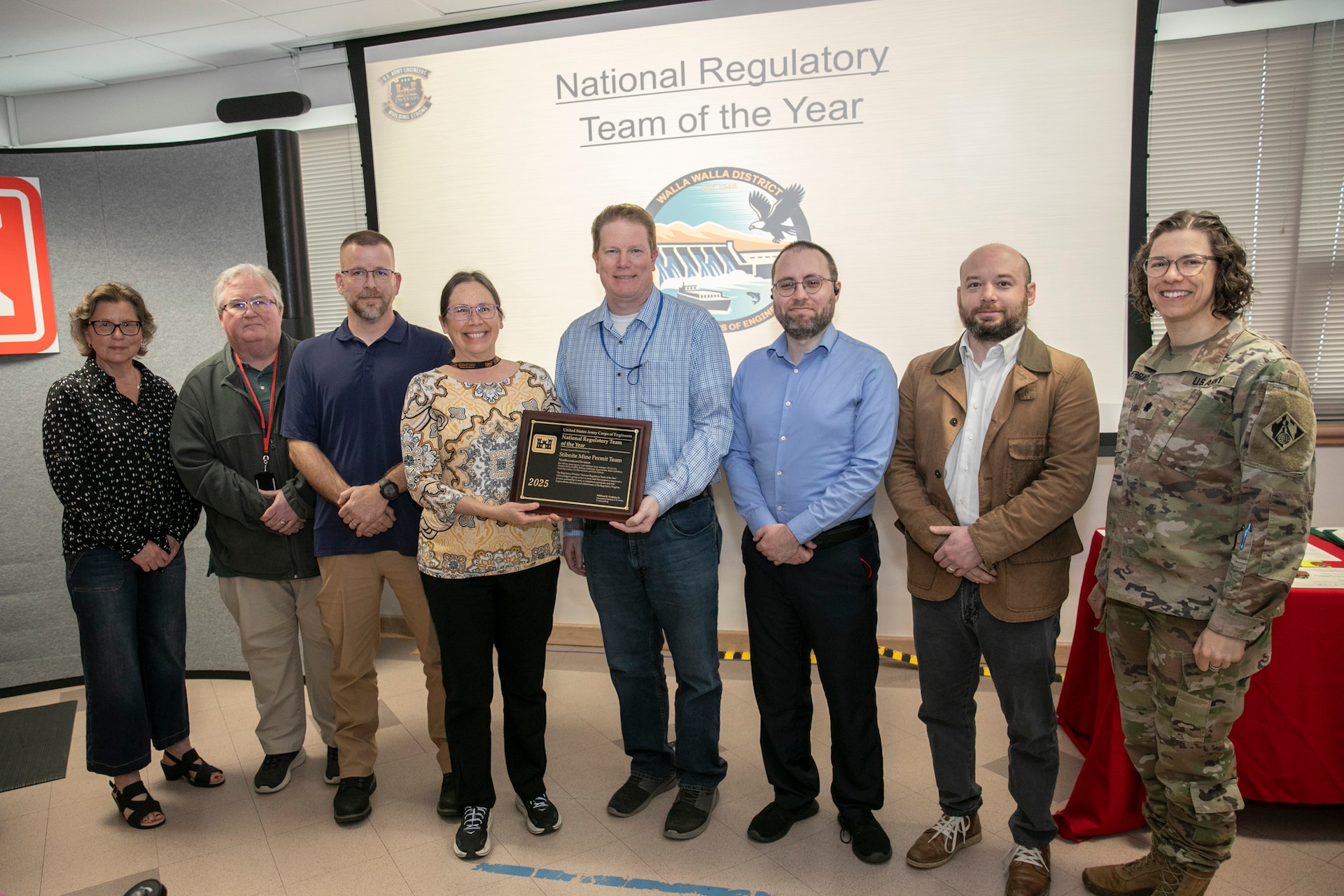 At a March 2026 town hall, a cross-functional team led by the USACE Walla Walla District’s Regulatory Branch was named the USACE National Regulatory Team of the Year. They were recognized for successfully managing the complex Stibnite Mine Project in Idaho, an effort requiring extensive coordination with tribal nations, partner agencies, and stakeholders.
