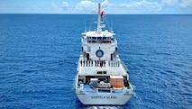 Members of the Philippine Coast Guard’s BRP Gabriela Silang stand for a photo during a joint sail offshore of Guam on June 12, 2026, during a mutual exchange.