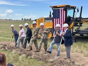Corps of Engineers and Air Force officials pose for groundbreaking photo