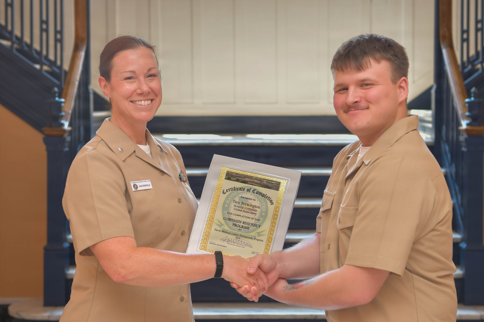 PORTSMOUTH, Va. (June 12, 2026) Corpsmen graduate from the Hospital Corpsman Residency Program (HMRP) at Naval Medical Center Portsmouth, June 12, 2026. NMRTC Portsmouth is the premier readiness and training platform that provides superior medical training for military medical service members at NMCP, the U.S. military’s oldest, continuously operating military hospital since 1830. (U.S. Navy photo by Mass Communication Specialist 1st Class Michael Botts)