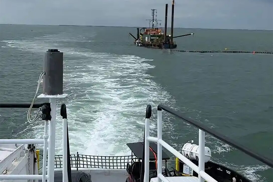 The U.S. Army Corps of Engineers, Wilmington District, and contractor Cottrell Contracting Corporation are conducting maintenance dredging in Hatteras Sloop North Channel to help maintain safe and reliable navigation for ferry traffic between Hatteras and Ocracoke.