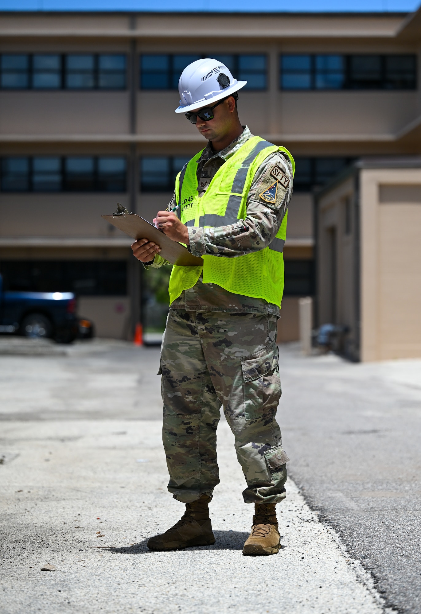 U.S. Air Force Tech. Sgt. Anthony Necker, Space Launch Delta 45 noncommissioned officer in charge of occupational safety, poses for a portrait at Patrick Space Force Base, Florida, June 5, 2026. Through leadership, dedication and a steadfast focus on workplace well-being, Necker has earned the title of Air Force Occupational Safety Career Professional of the Year. (U.S. Space Force photo by Senior Airman Spencer Contreras)