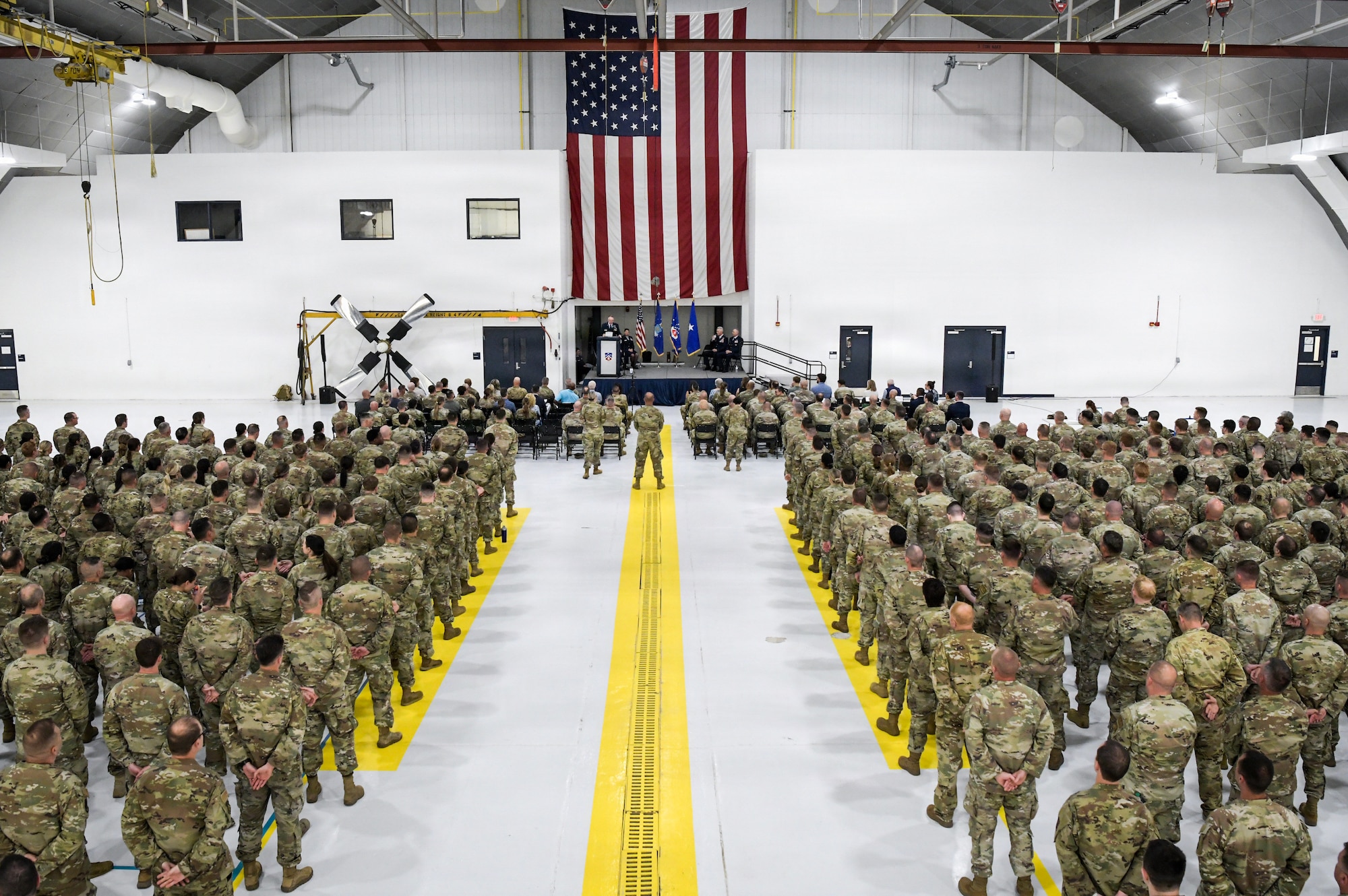 Col. Darren E. Hamilton relinquishes command of the 179th Cyberspace wing to incoming commander Col. Jack W. Johnson at the 179th Cyberspace Wing, Mansfield, Ohio, June 6, 2026. The 179th provides cyber-enabled capabilities supporting tactical needs in air superiority and information warfare, providing a competitive advantage in combat performance and survivability in joint force operations (Air National Guard photo by Tech. Sgt. Alexis Wade).