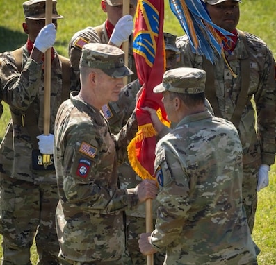  U.S. Army Brig. Gen. Glenn Henke assumed command of the 10th Army Air and Missile Defense Command from Brig. Gen. Curtis King in a ceremony on June 18 at Sembach Kaserne, Germany.