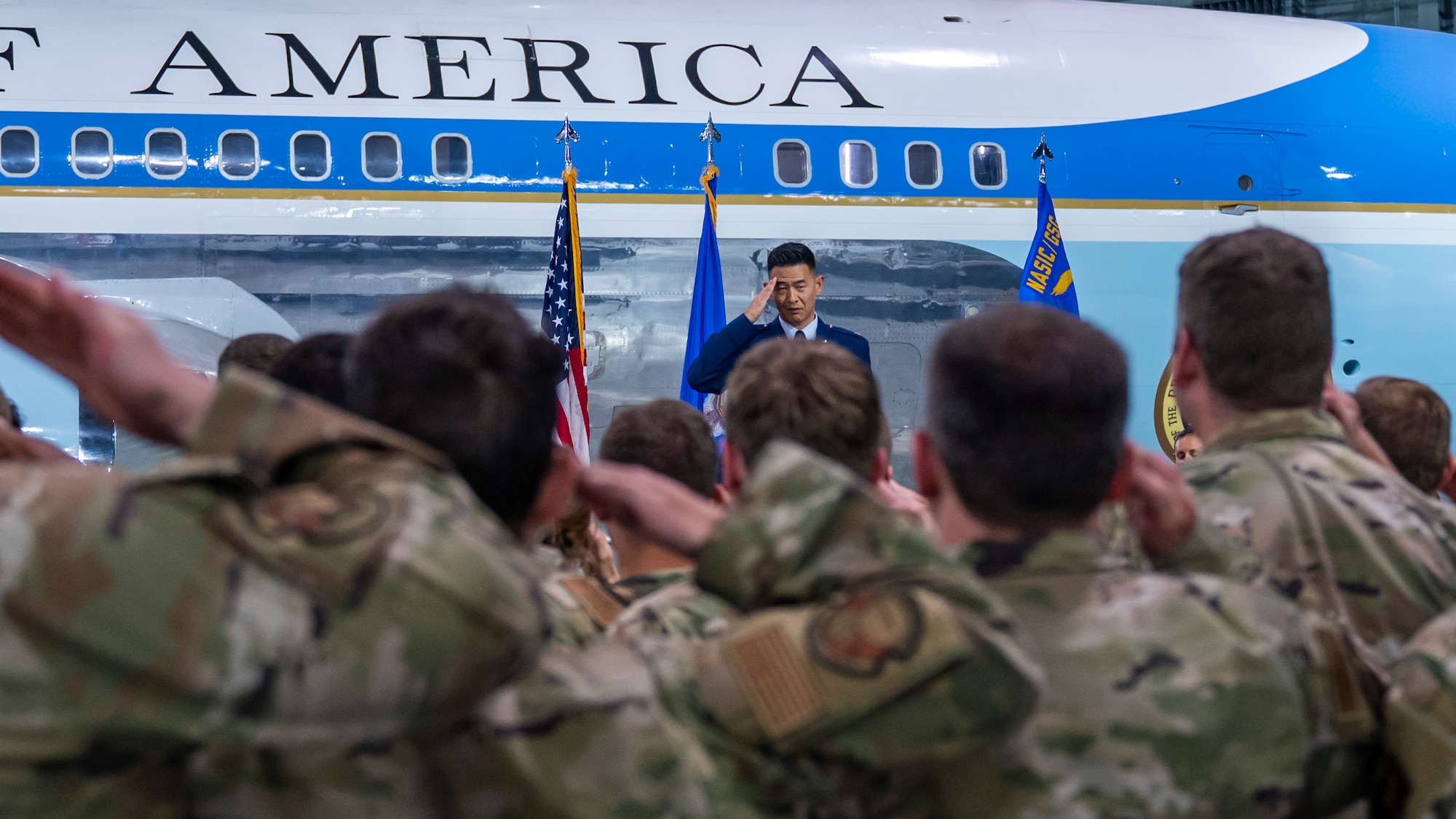 Lt. Col. Andrew Lee enders his first salute to the squadron.