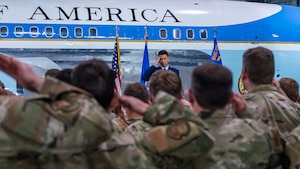 Lt. Col. Andrew Lee enders his first salute to the squadron.