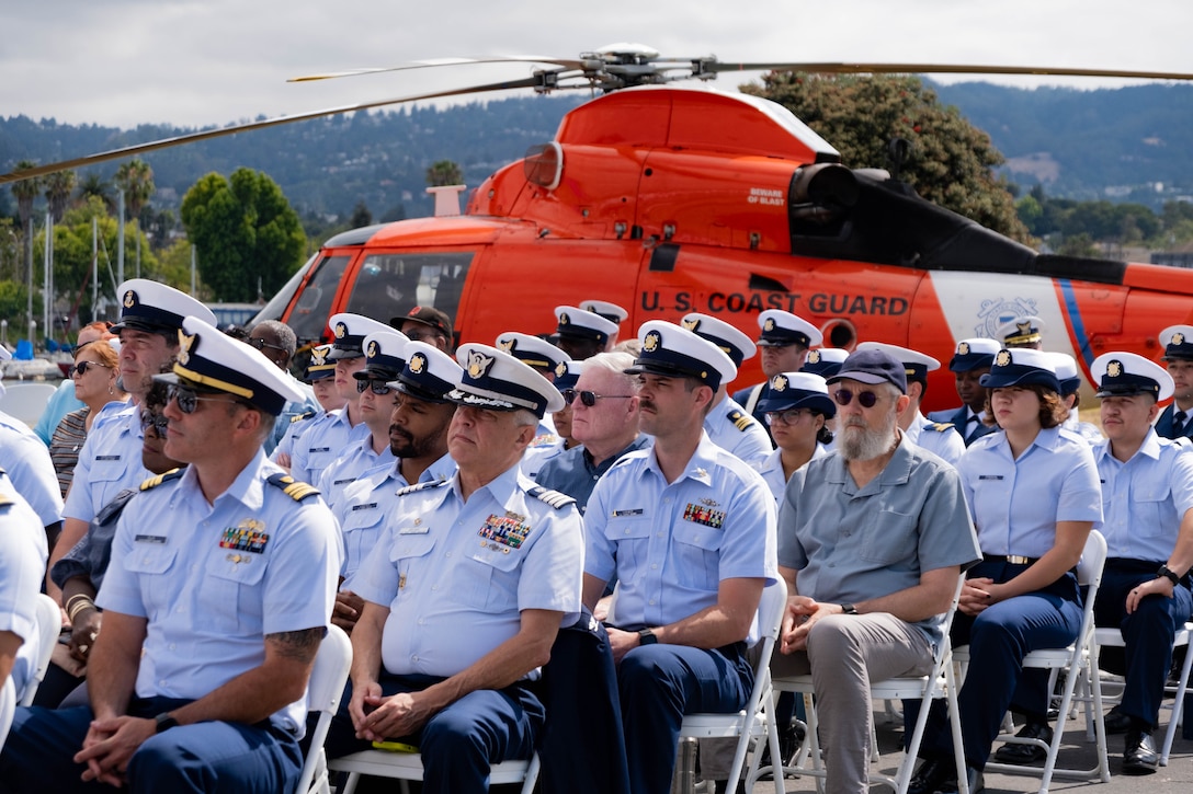 Guests attend Base Alameda change of command ceremony.
